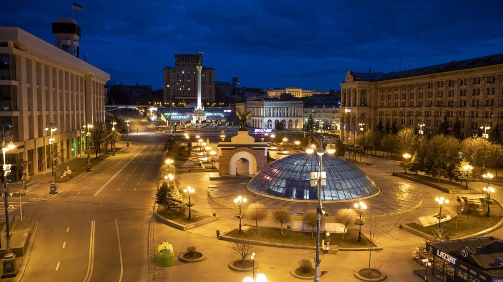 Empty streets are seen at Ukrainian capital Kyiv as Russiaâs military attacks in Ukraine continues on February 26, 2022.