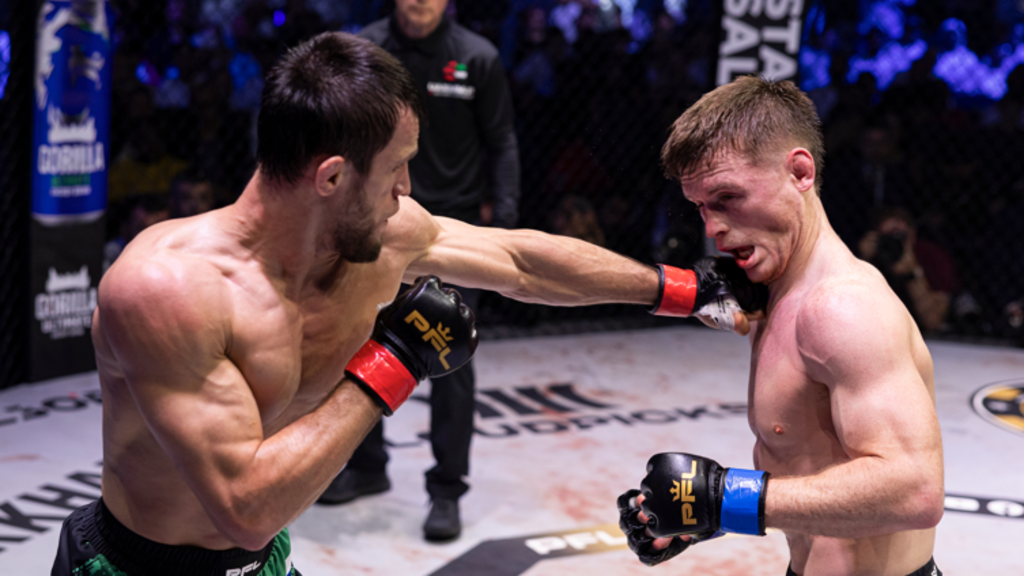 Usman Nurmagomedov punches Paul Hughes
