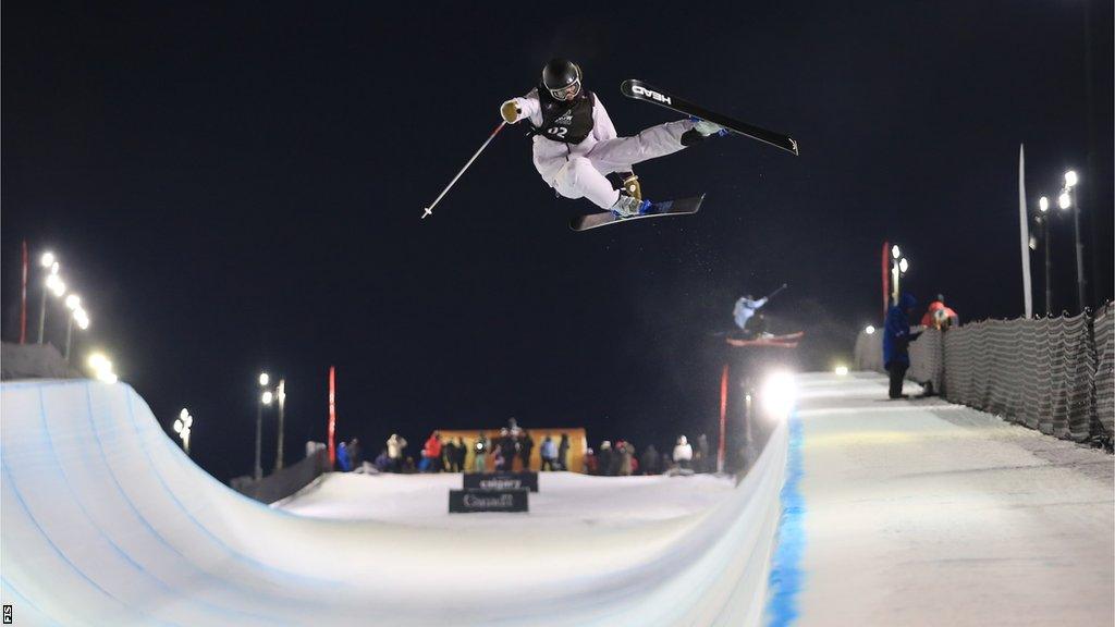 Britain's Zoe Atkin in action on the halfpipe in Calgary