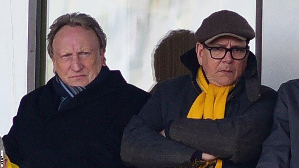 Michael Westcott (right) and Neil Warnock at Plainmoor