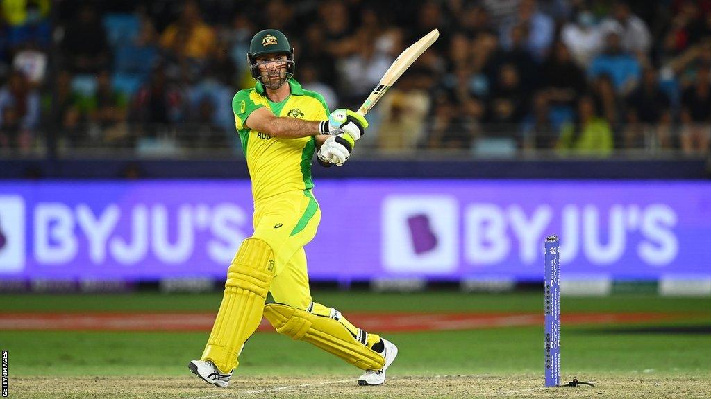 Glenn Maxwell batting for Australia in the 2021 T20 World Cup final