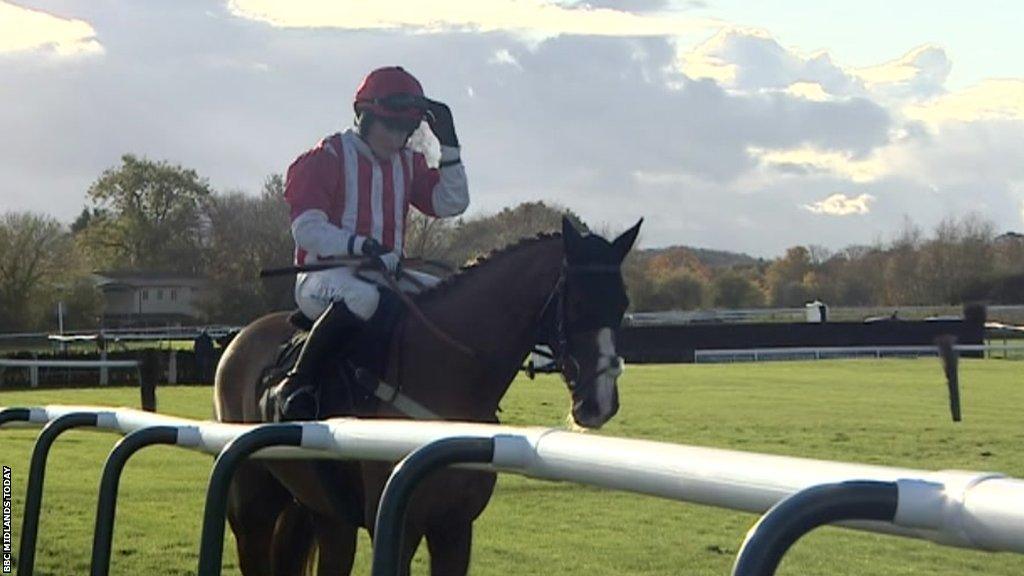 Herefordshire's Tabitha Worsley prepares for a race at Warwick