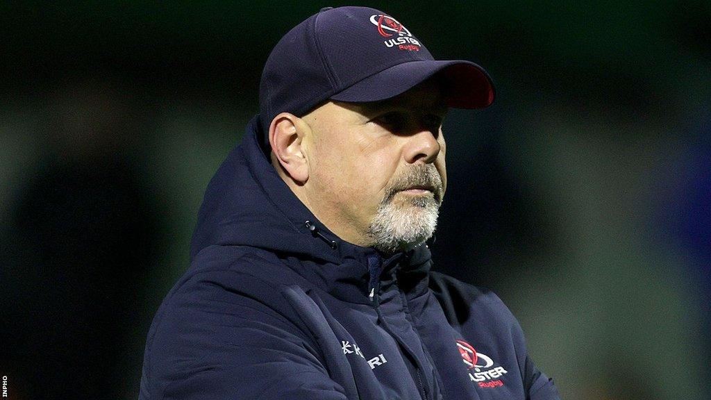 Ulster coach Dan McFarland during the pre-match warm-up in Galway on Saturday night