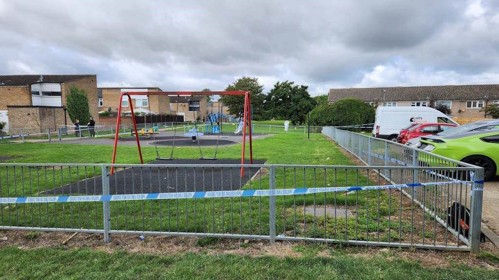 Police cordon around the children's play area