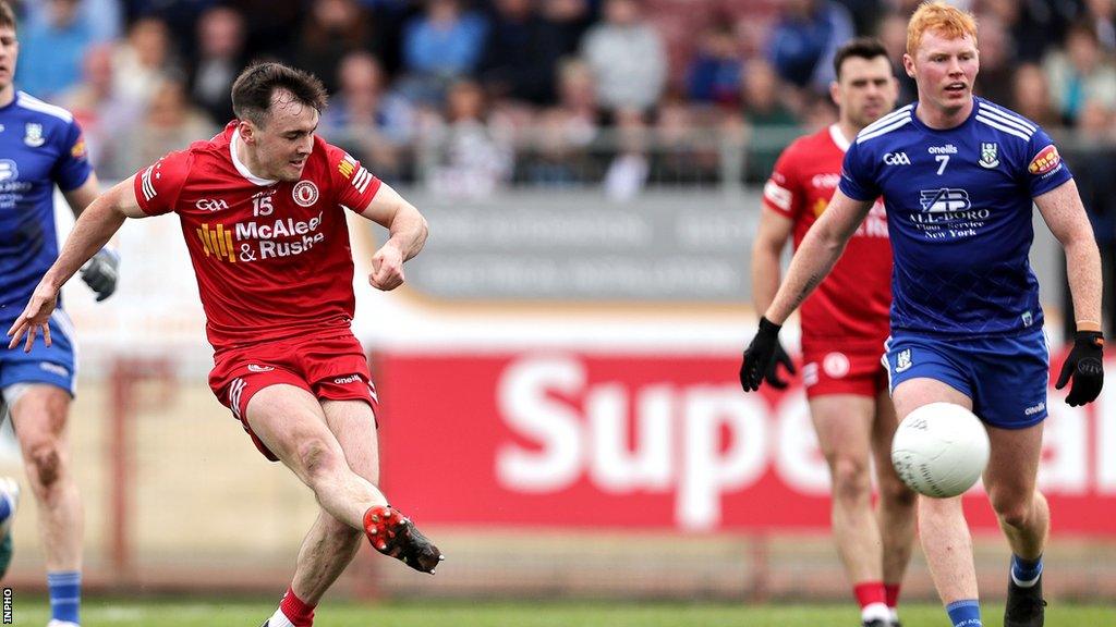 Darragh Canavan strokes in Tyrone's first-half goal at Healy Pary