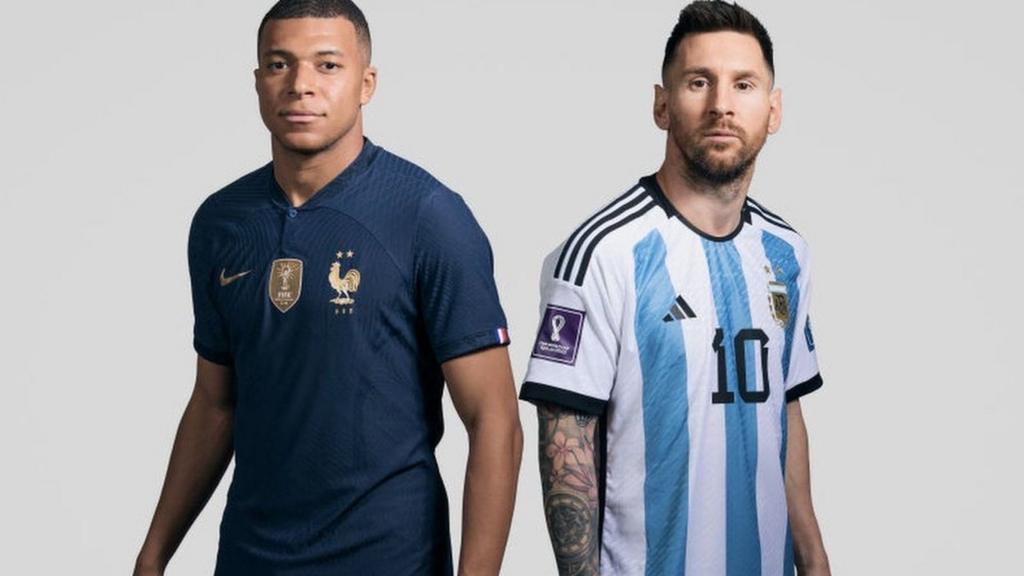 France's Kylian Mbappe and Lionel Messi of Argentina