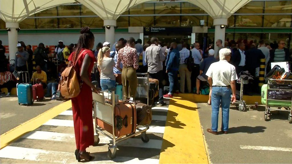 Queuing passengers at Jomo Kenyatta International Airport