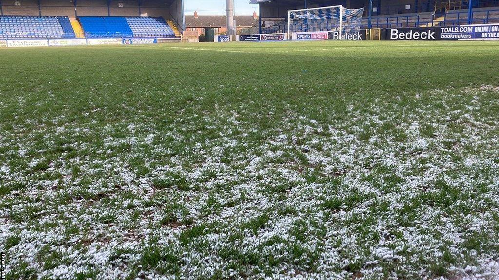 Ice on Mourneview Park on Friday