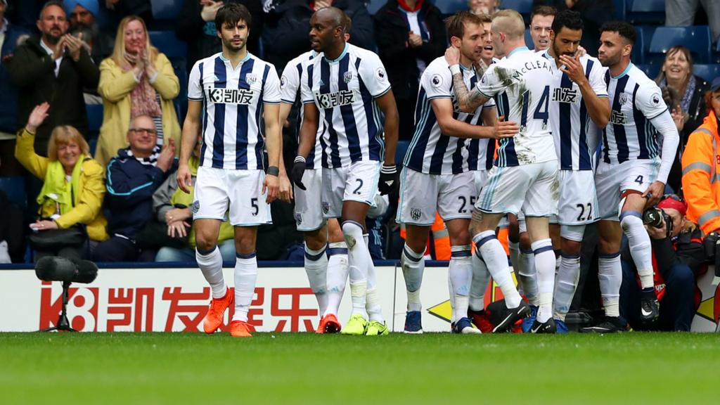 West Brom celebrate Dawson goal