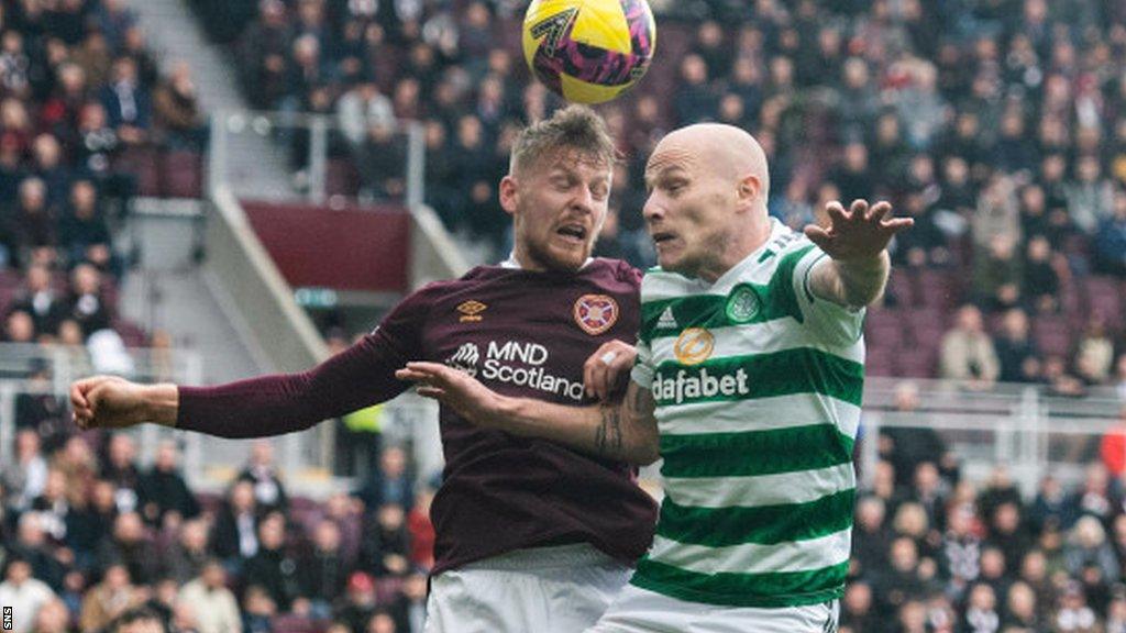 Arran Mooy of Celtic playing against Hearts