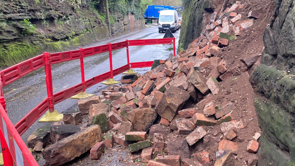 An image of the collapsed wall