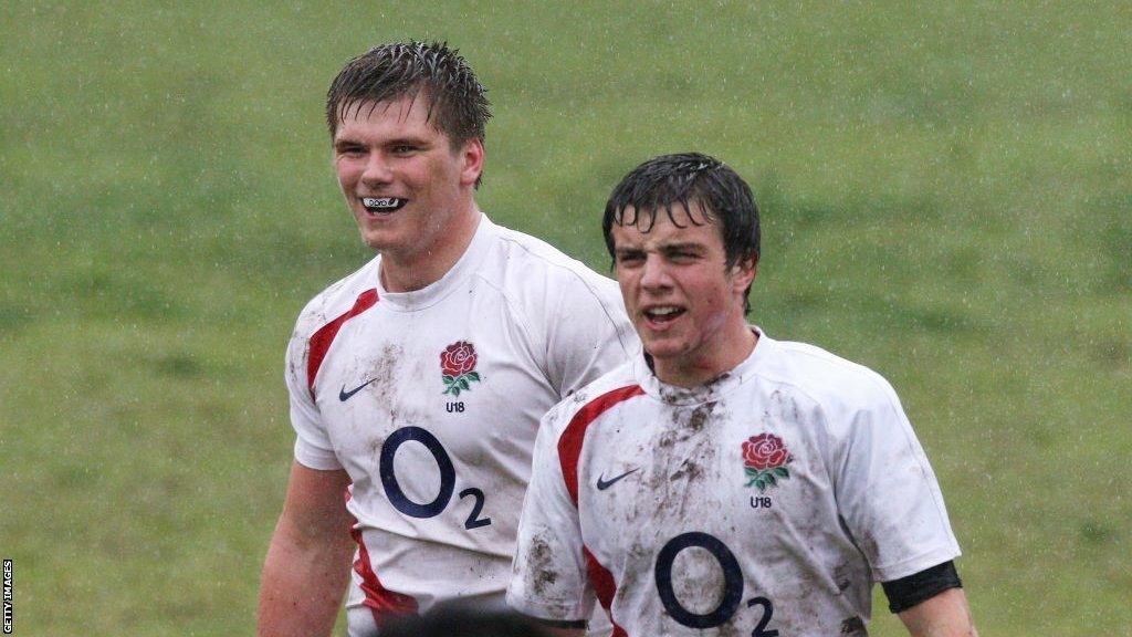 Owen Farrell and George Ford playing for England under-18