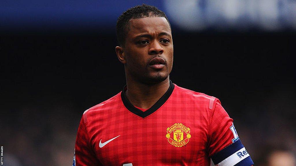 Patrice Evra in action for Manchester United