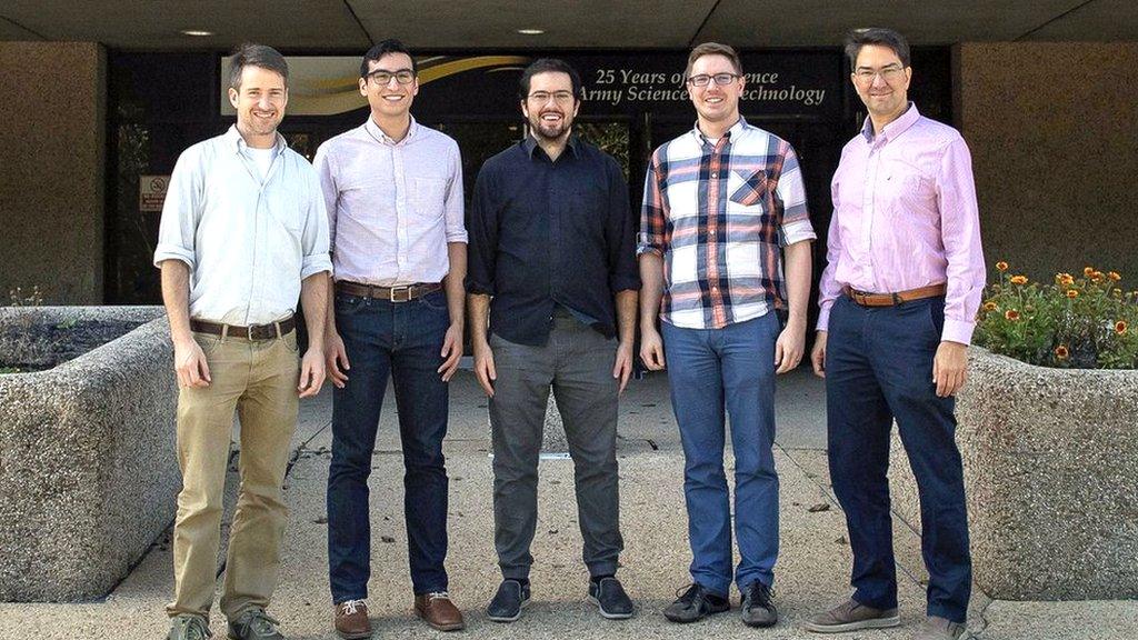 US Army researchers: (L to R) Paul Kunz, Zachary Castillo, Kevin Cox, David Meyer and Fredrik Fatemi