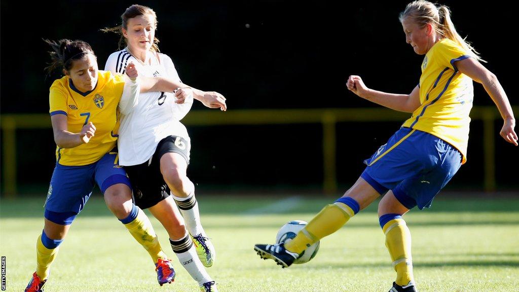 Elena Sadiku playing for Sweden Under-20s