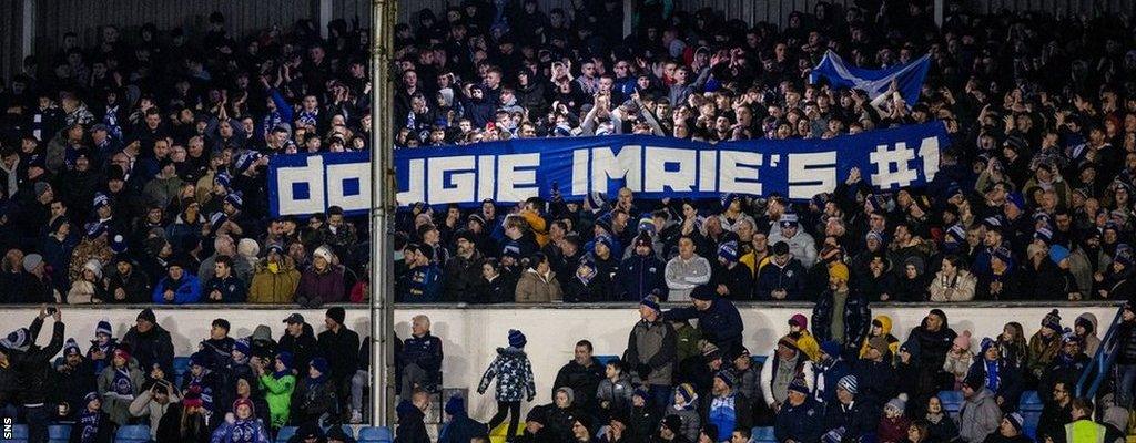 Morton fans in the Cowshed at Cappielow