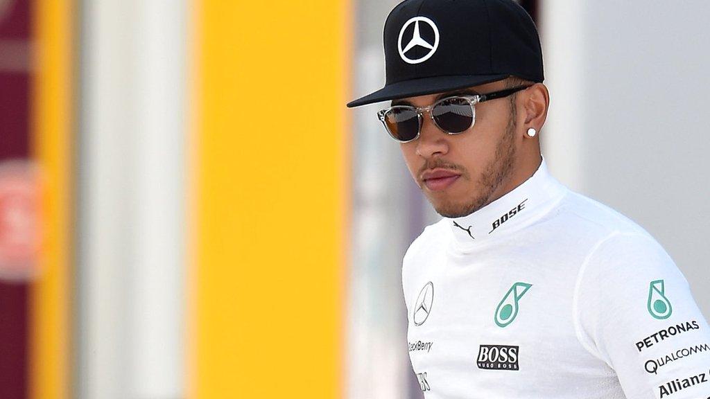 Mercedes driver Lewis Hamilton after the second practice session at the British Grand Prix