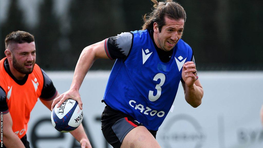 Justin Tipuric during Wales training in Nice ahead of the Six Nations trip to face France in Paris