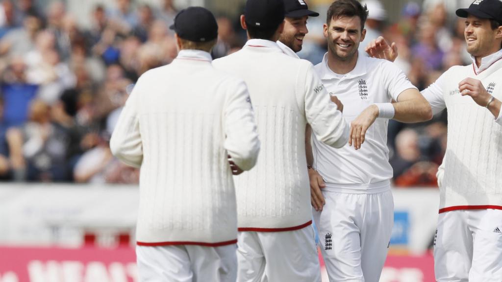 James Anderson celebrates