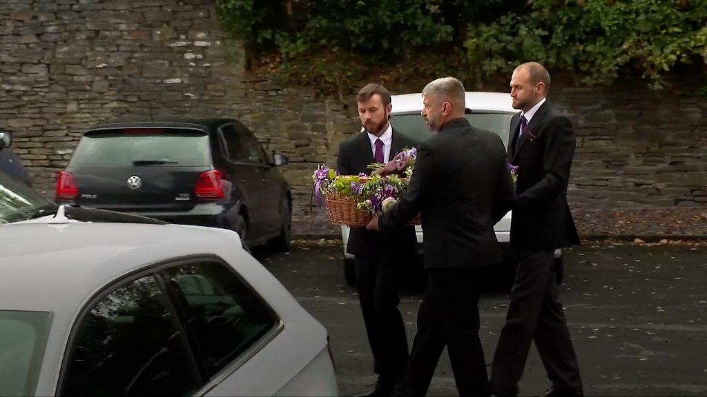 Mabli’s wicker coffin carried in to Nodda Newydd Church