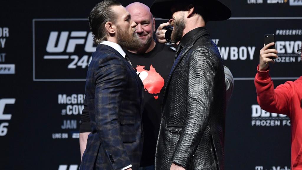 Conor McGregor and Donald Cerrone square up at the pre-fight press conference