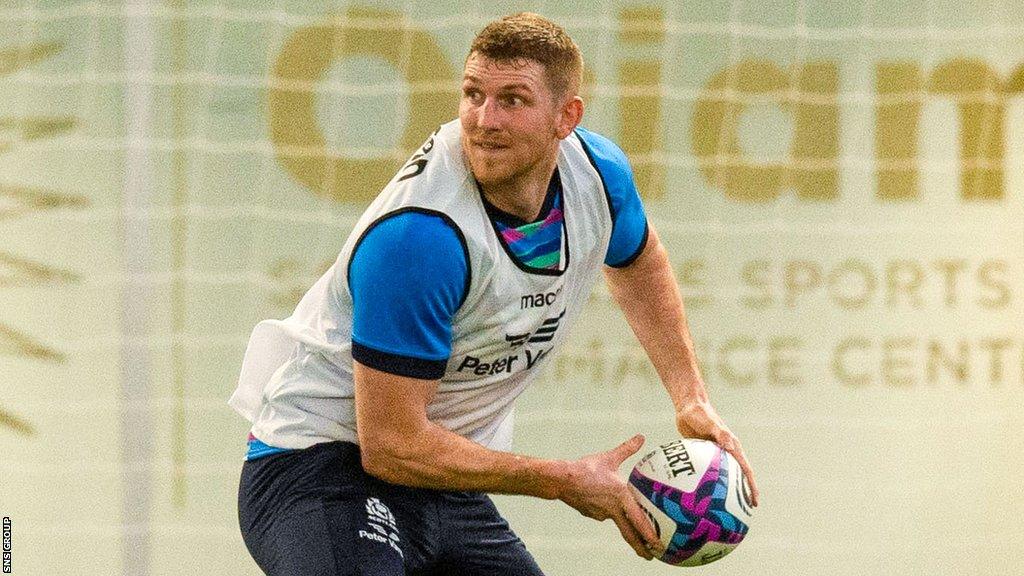 Ruaridh McConnochie training with Scotland in January