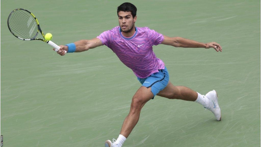 Carlos Alcaraz playing in the 2024 Indian Wells final