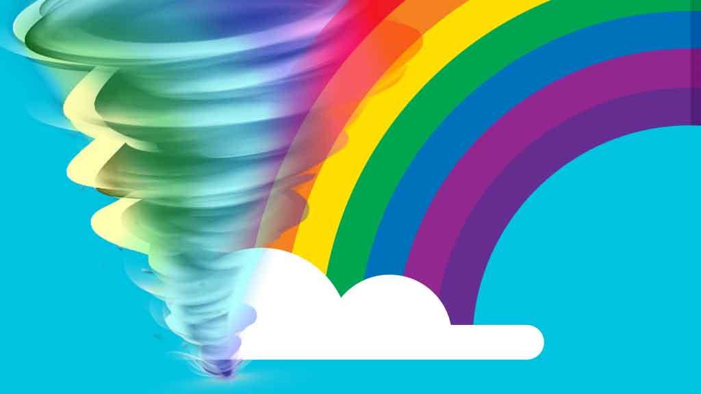 Image of a whirlwind and a rainbow