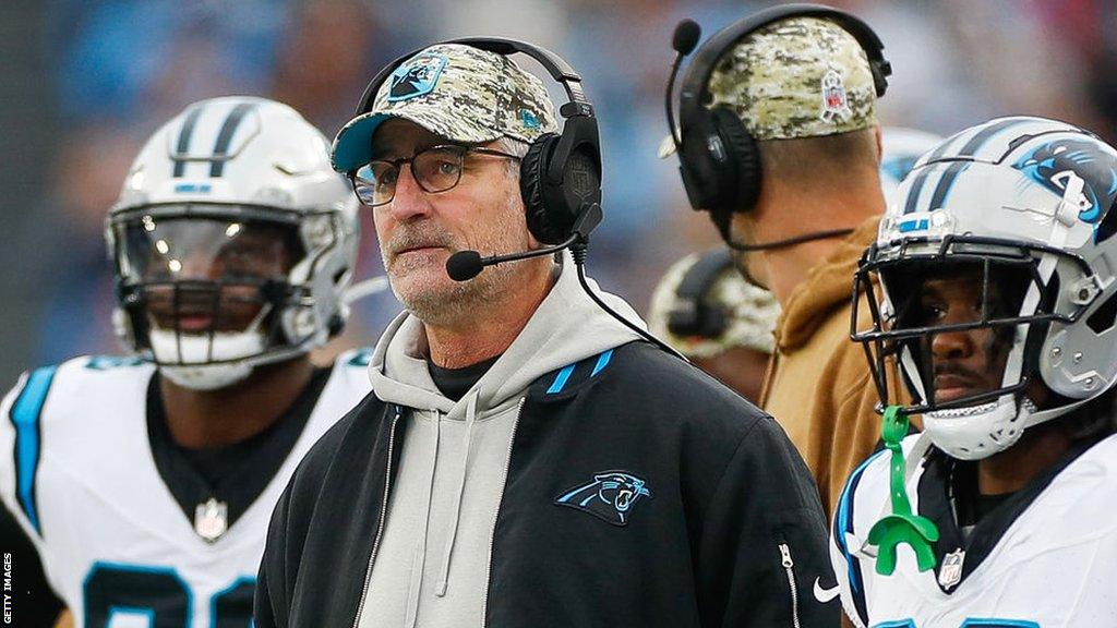 Carolina Panthers head coach Frank Reich during a game