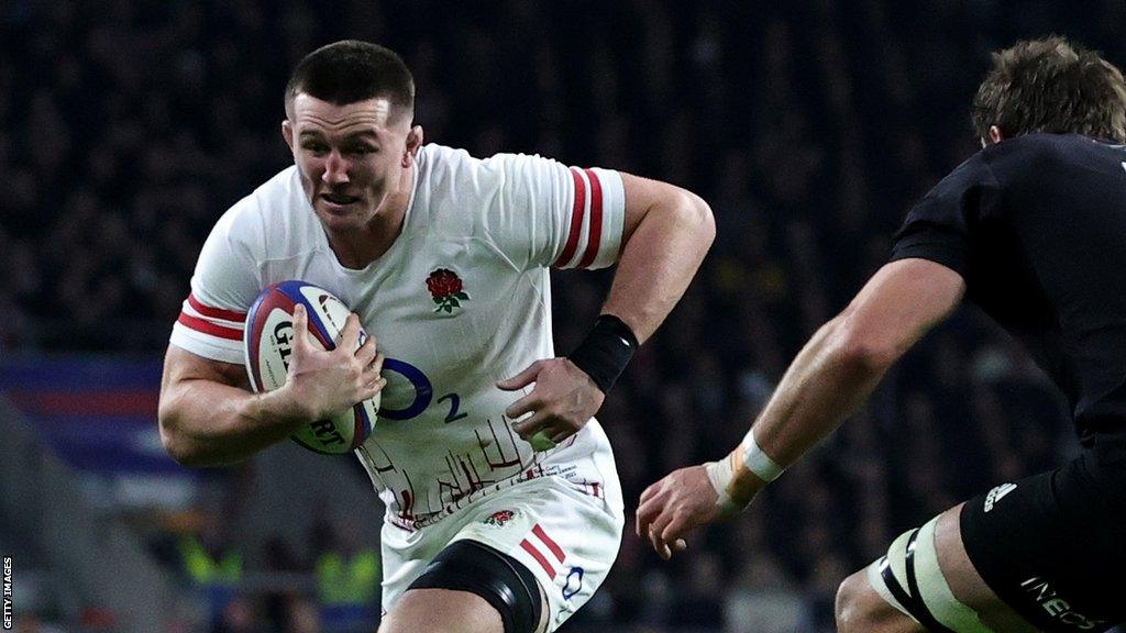 Tom Curry in action for England