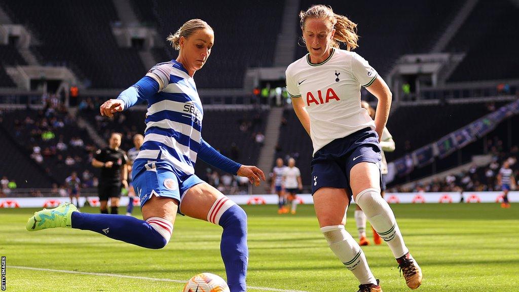 Kerys Harrop playing for Spurs against Reading in May 2023