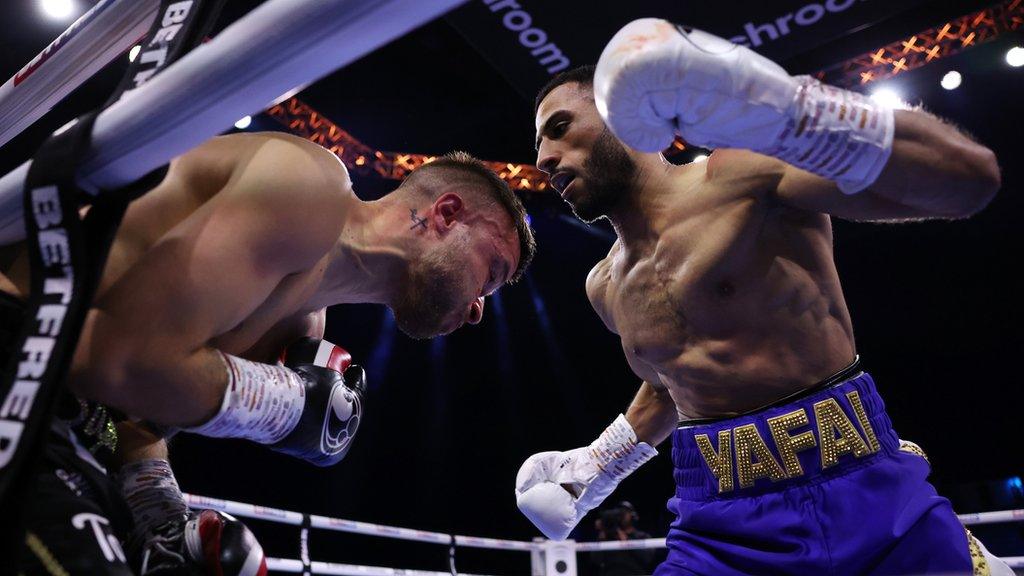 Galal Yafai punches Tommy Frank on the ropes