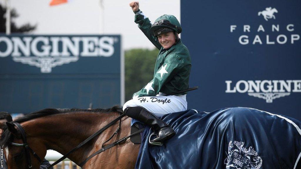 Hollie Doyle became the first female jockey to win a French Classic race with victory on Nashwa in the French Oaks at Chantilly in June 2022