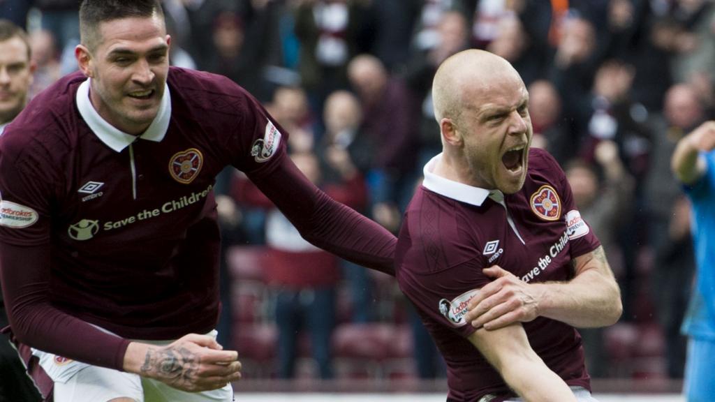 Steven Naismith celebrates scoring for Hearts against Aberdeen