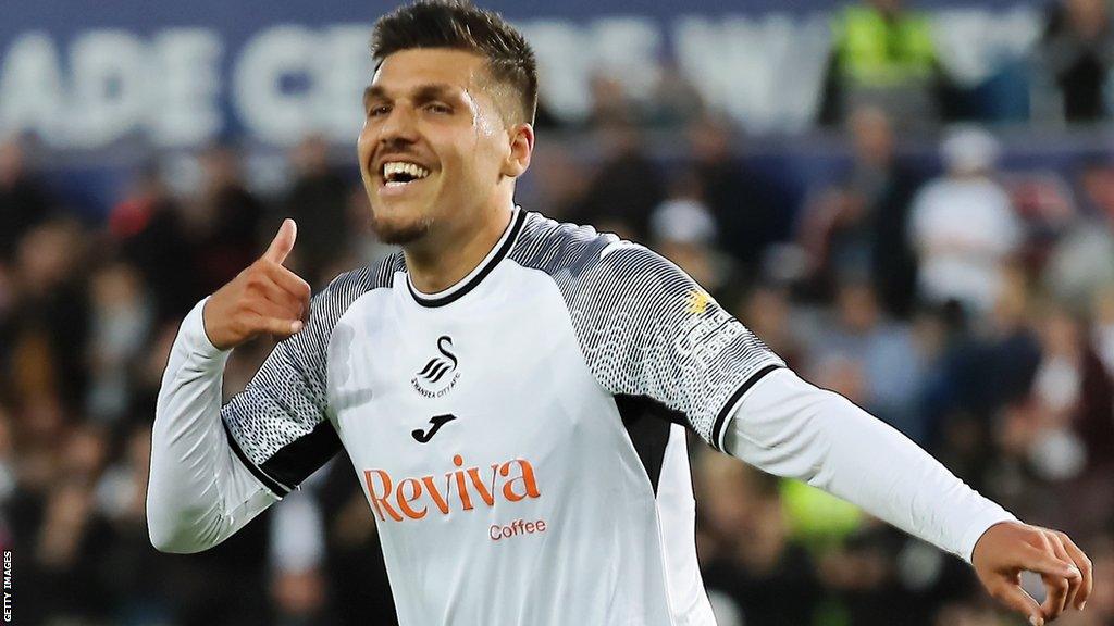 Joel Piroe celebrates against Northampton