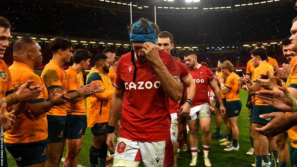 Wales captain Justin Tipuric leaves the field after defeat against Australia