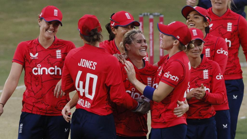 England celebrate wicket