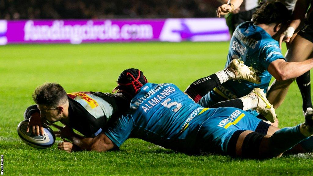 Danny Care scores for Harlequins against Gloucester