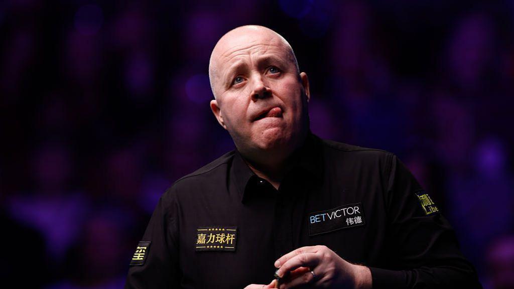 John Higgins in action at the Welsh Open