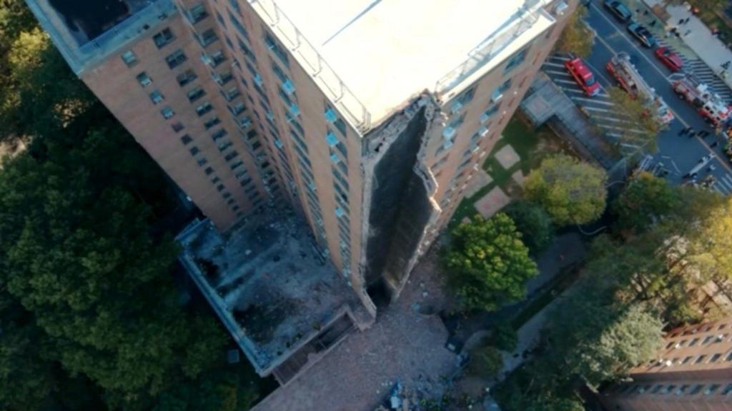A partially collapsed building
