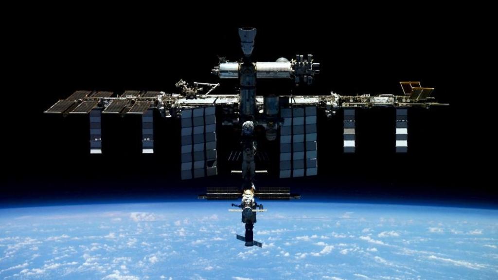 FILE PHOTO: FILE PHOTO: The International Space Station (ISS) is photographed by Expedition 66 crew member Roscosmos cosmonaut Pyotr Dubrov from the Soyuz MS-19 spacecraft, in this image released April 20, 2022
