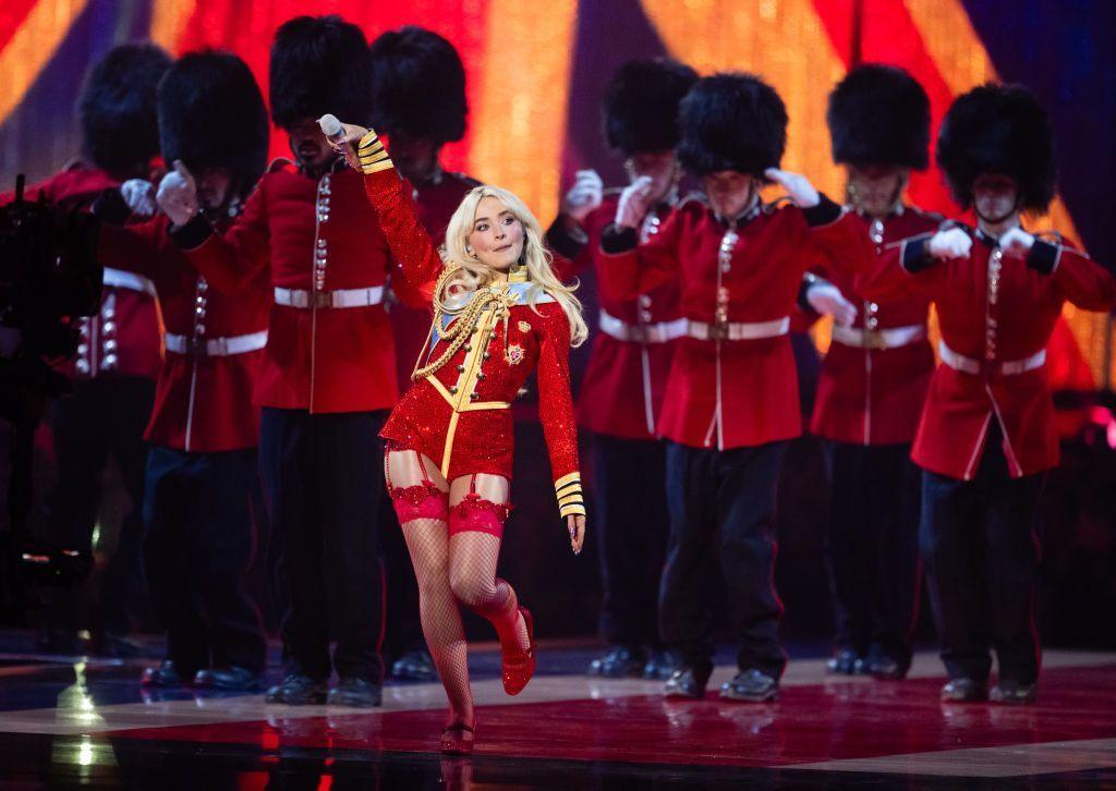 Sabrina Carpenter performs at the 2025 Brit Awards