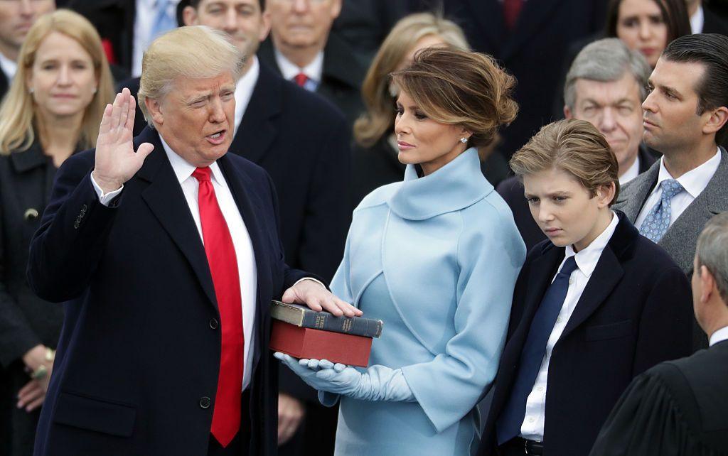 Donald Trump being sworn in as president in 2017