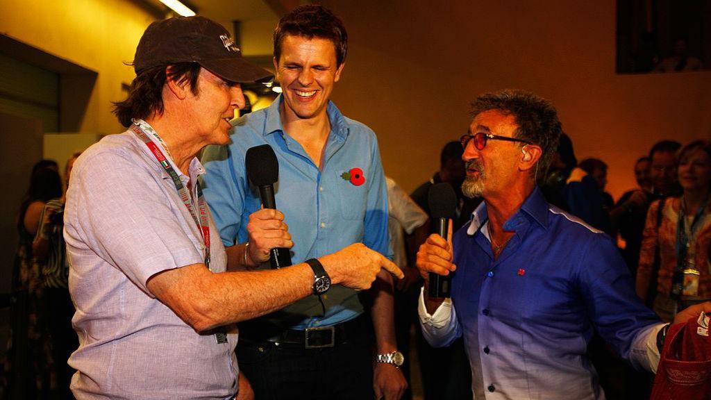 Sir Paul McCartney speaking to the BBC's Eddie Jordan and presenter Jake Humphrey at the 2011 Abu Dhabi Grand Prix