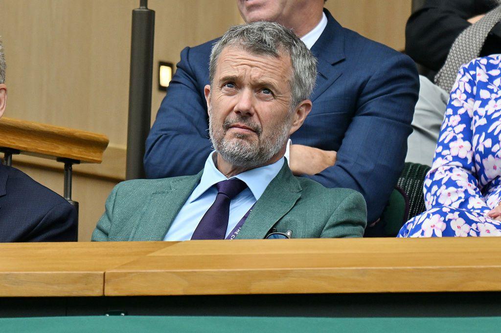 King Frederik of Denmark watches on from the Wimbledon Centre Court royal box