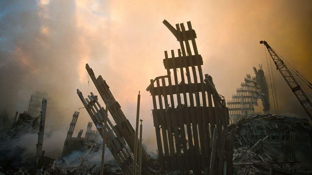 Destruction at the site of the World Trade Centre, New York, On September 11, 2001