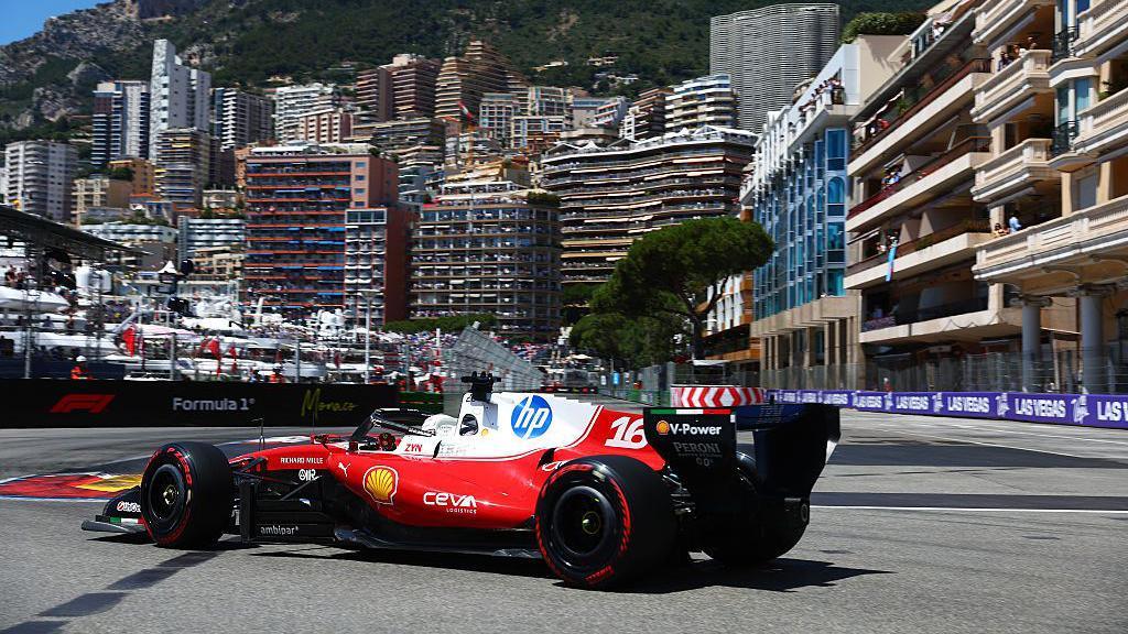 Charles Leclerc driving at the Monaco Grand Prix
