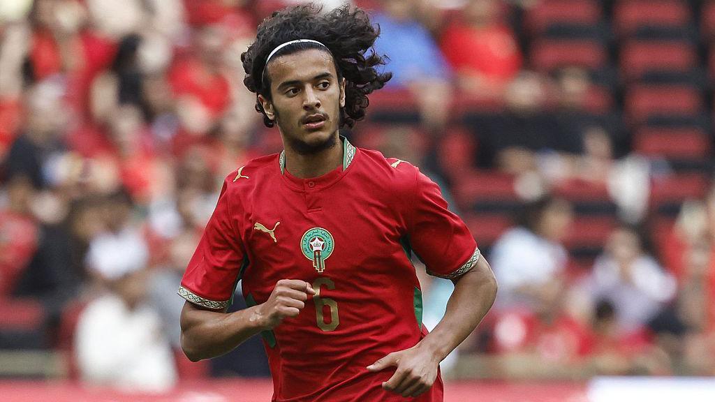 Bouaddi is pictured playing for Morocco against Madagascar. He made his full international debut off the bench for Morocco in a 5-0 win over Burundi on 26 May and then made his first start in a 4-0 victory over Madagascar on 2 June