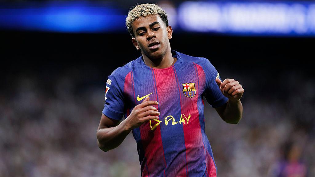Lamine Yamal during Barcelona's 2-1 defeat to Real Madrid on Sunday.