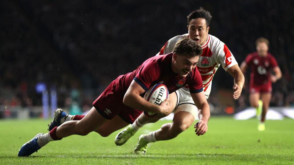 George Furbank dives over against Japan